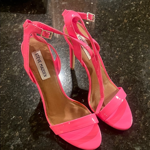 Steve Madden Neon Pink Strappy Heels - Picture 1 of 2